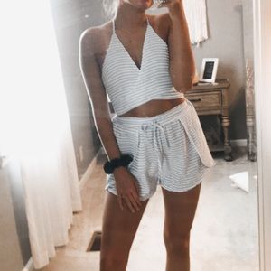 zaful two piece striped set